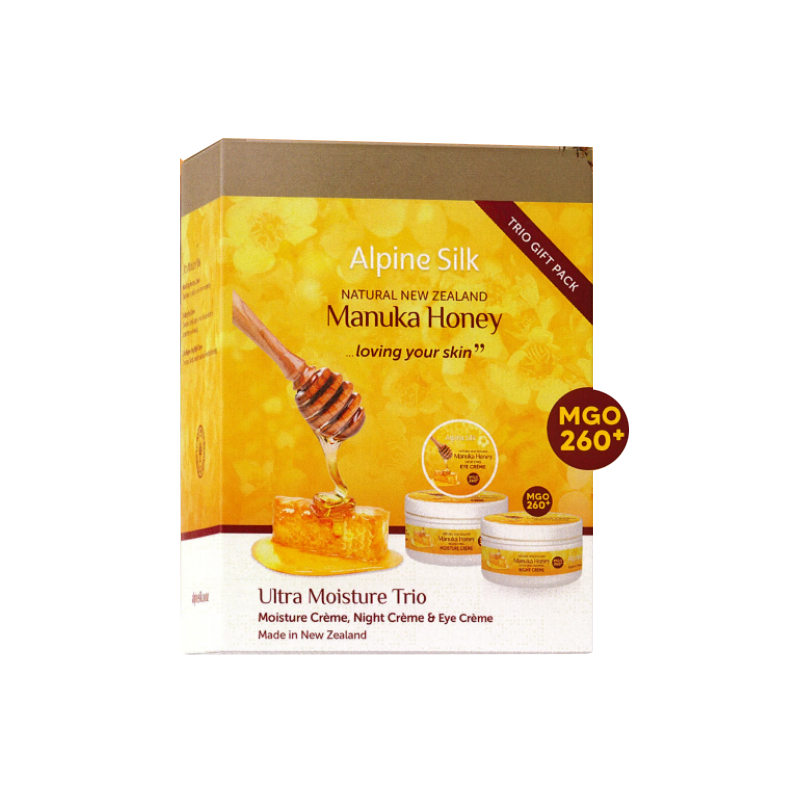 Alpine silk manuka honey gift pack - Moisture Cream 100g + Night Cream 100g + Eye Cream 30g