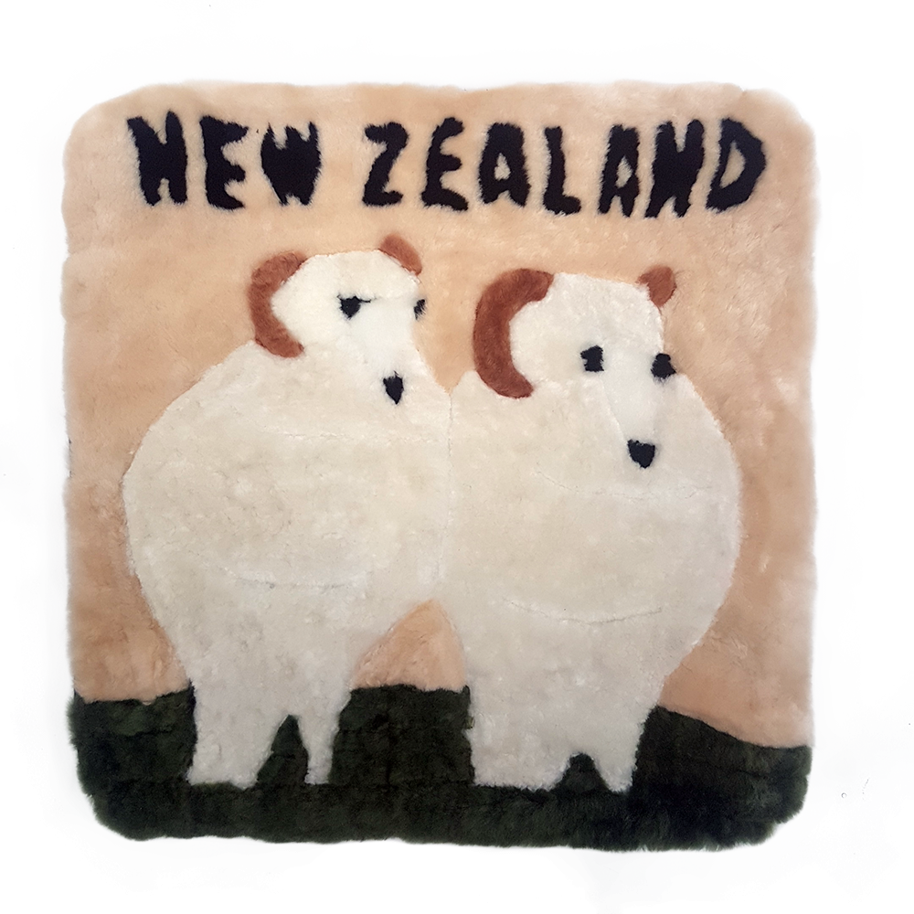 Auskin Short Wool Cushion Square - Two Sheep 45cm X 45cm