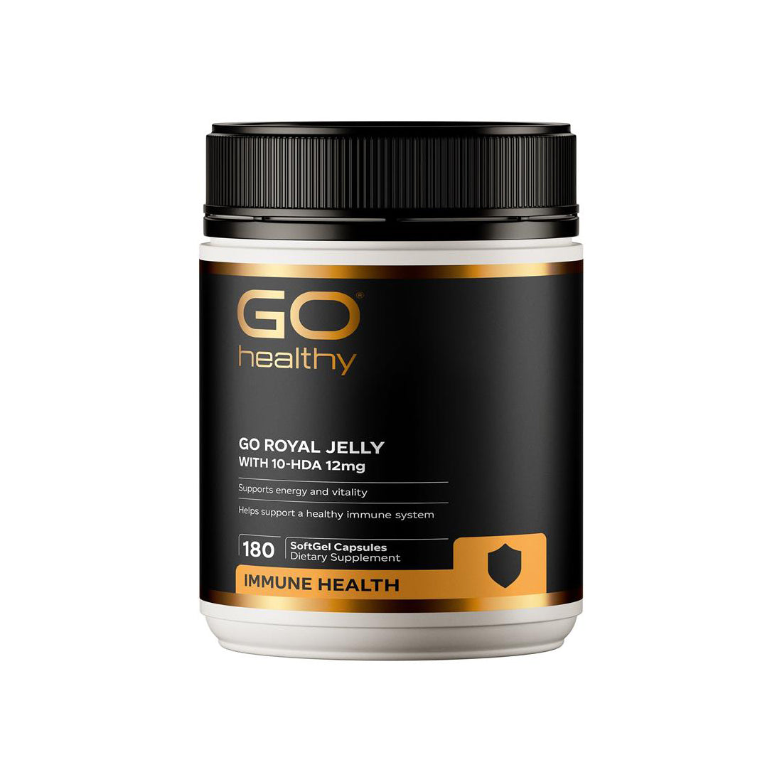 GO Healthy Royal Jelly supplement container on a white background