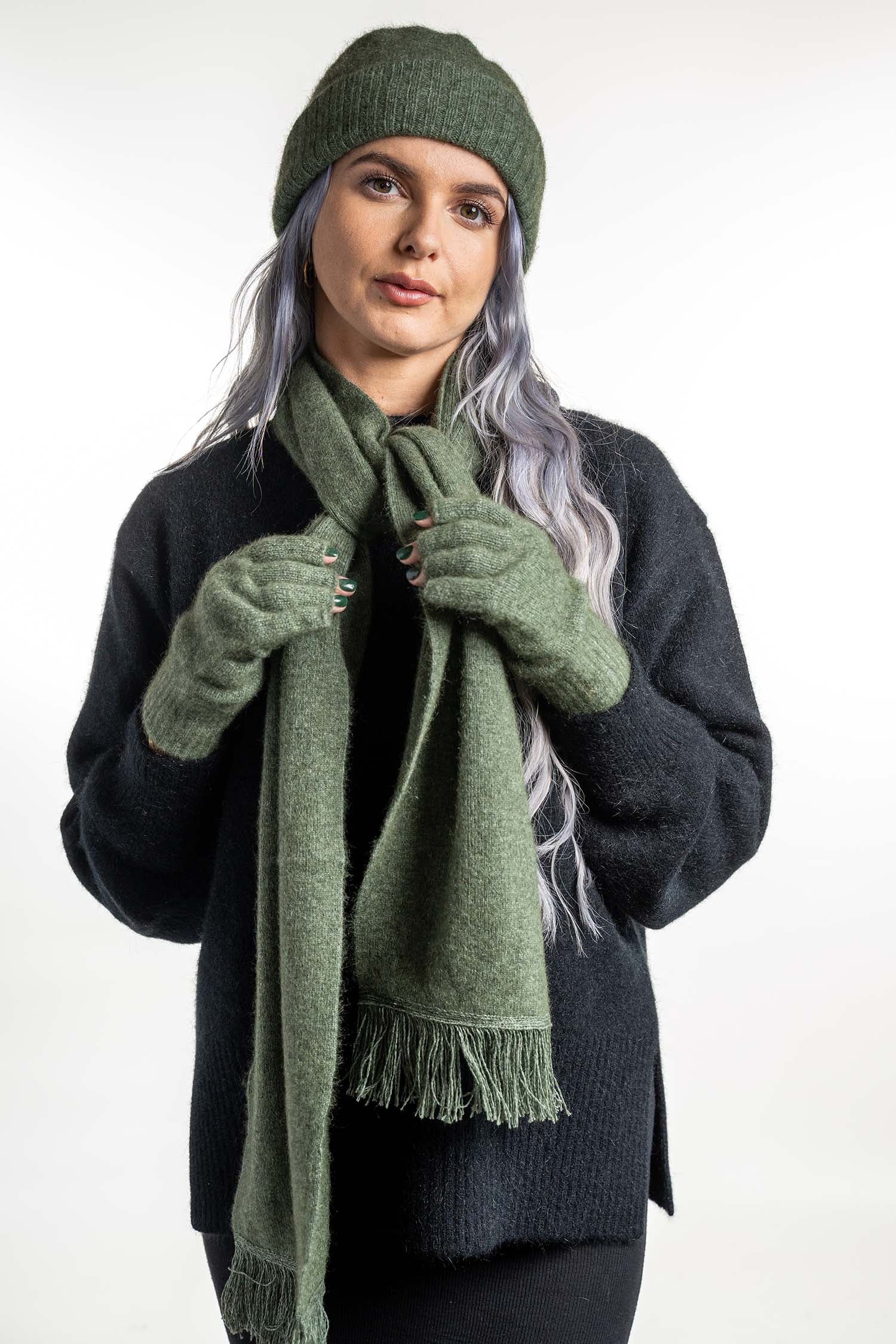 Koru knitwear KO114 Scarf With Fringe Natural Health