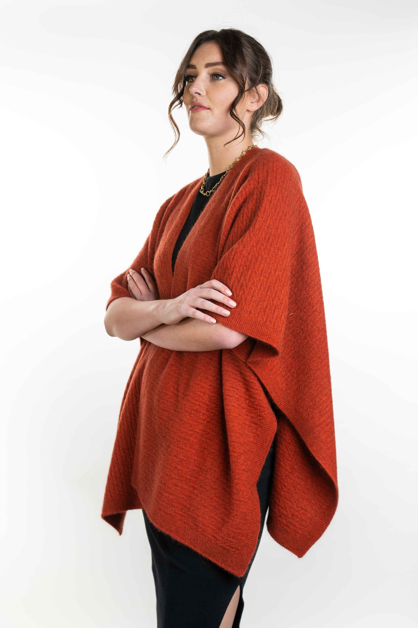 Koru Knitwear Cape - KO553 Zig Zag Textured Cape