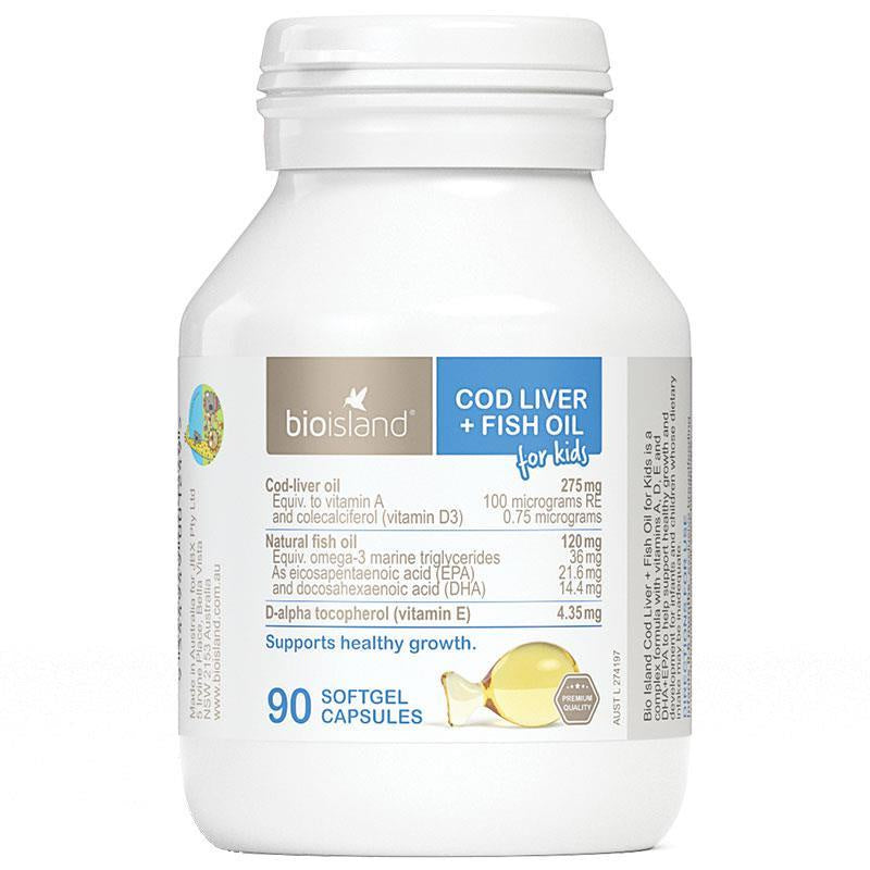 Bio Island Cod Liver + Fish Oil Kids 90 Capsules