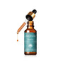 A bottle of Antipodes Hosanna H2O Intensive Plumping Skin Serum with a dropper, showing a few drops of the serum and a label that includes the brand name and product details.