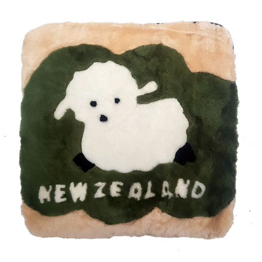 Auskin Short Wool Cushion Square - Baby Lamb on Grass 45cm X 45cm