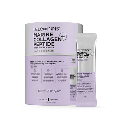 Dr. LeWinn’s Marine Collagen Peptide+ Inner Beauty Powder Berry Flavoured 30s X 6g