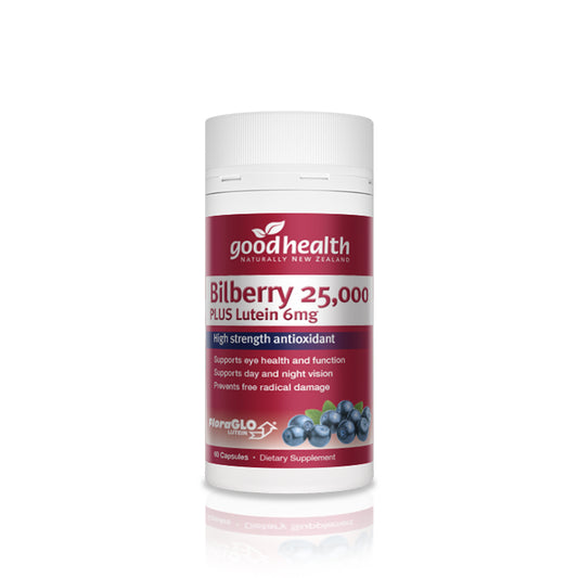 Good Health Bilberry 25000mg Plus Lutein 6mg 60 Capsules