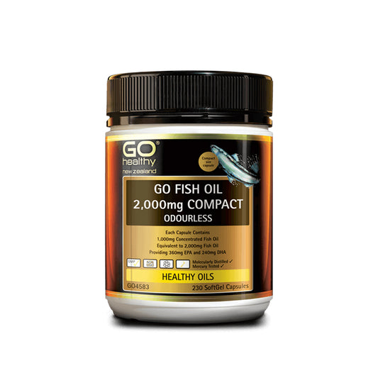 GO Healthy Go Fish Oil 2000mg Compact Odourless 230 Softgel Capsules