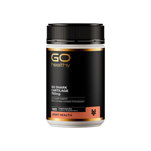 GO Healthy shark cartilage supplement container on a white background