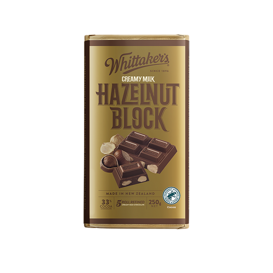 Whittaker's chocolate 33% Cocoa Hazelnut Block 250g