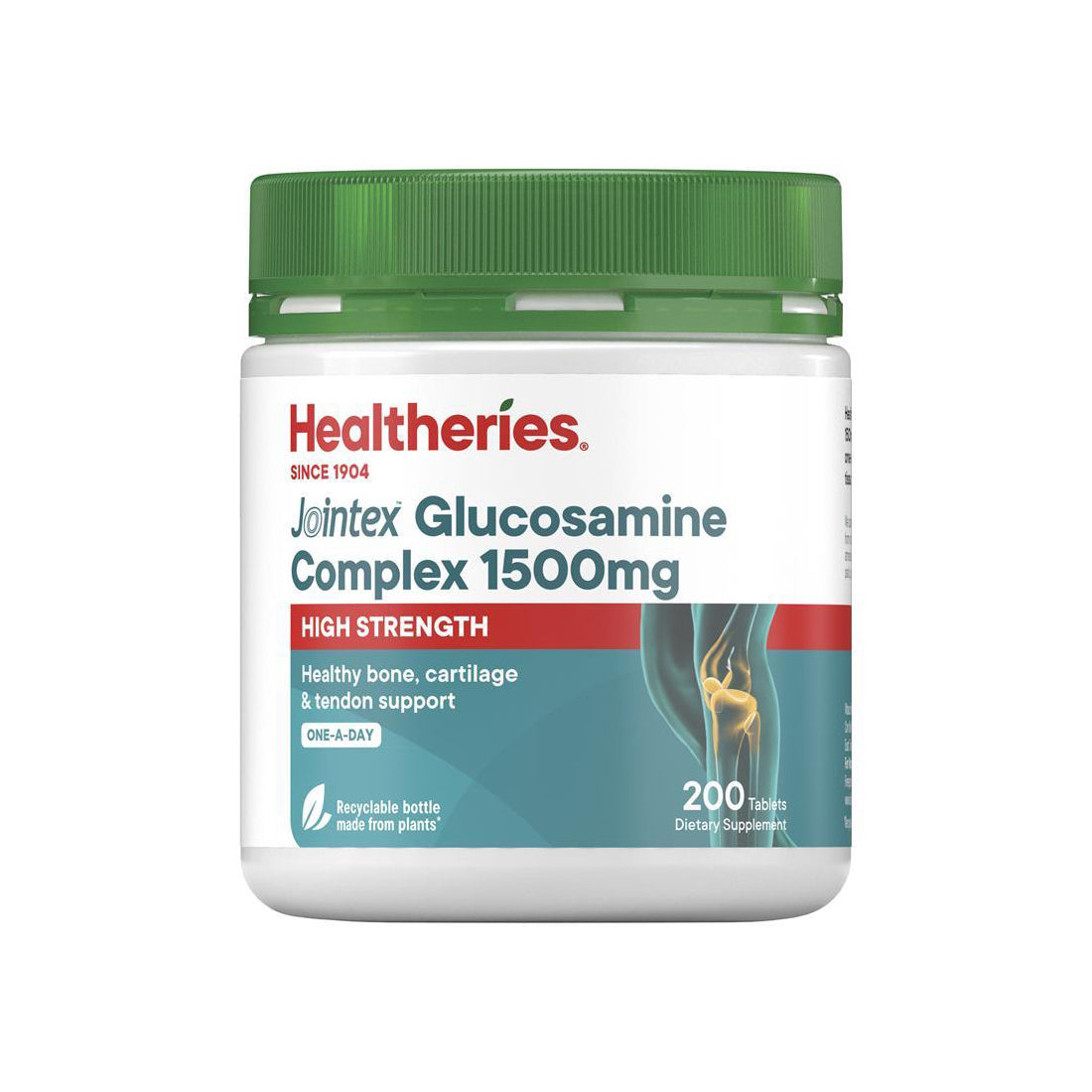 Healtheries Jointex Glucosamine Complex 1500mg supplement bottle on a white background