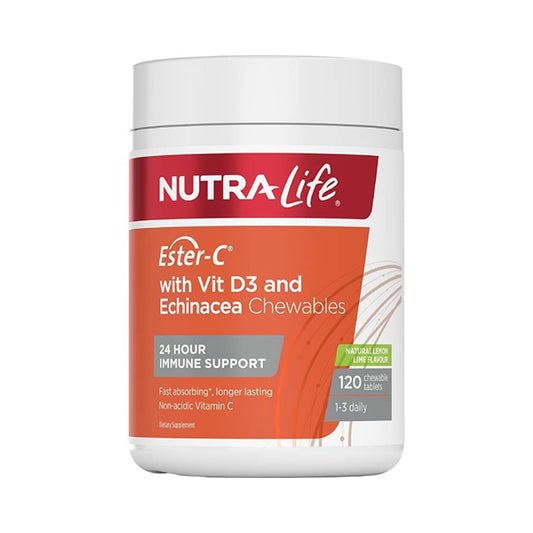 Nutralife Ester-C with Vit D3 and Echinacea Chewables 120c