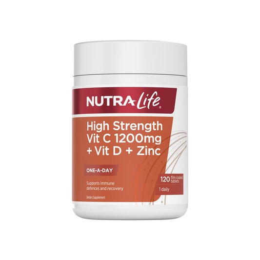 Nutralife High Strength Vitamin C 1200mg + Vitamin D + Zinc 120c
