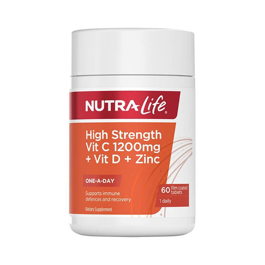 Nutralife High Strength Vitamin C 1200mg + Vitamin D + Zinc 60 Capsules