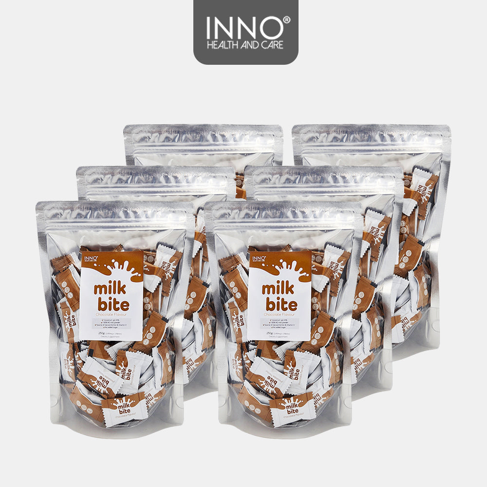 Inno Health and Care NZ 100% Milk Bite with Colostrum 125ct (250g) Chocolate Flavour 6 sets