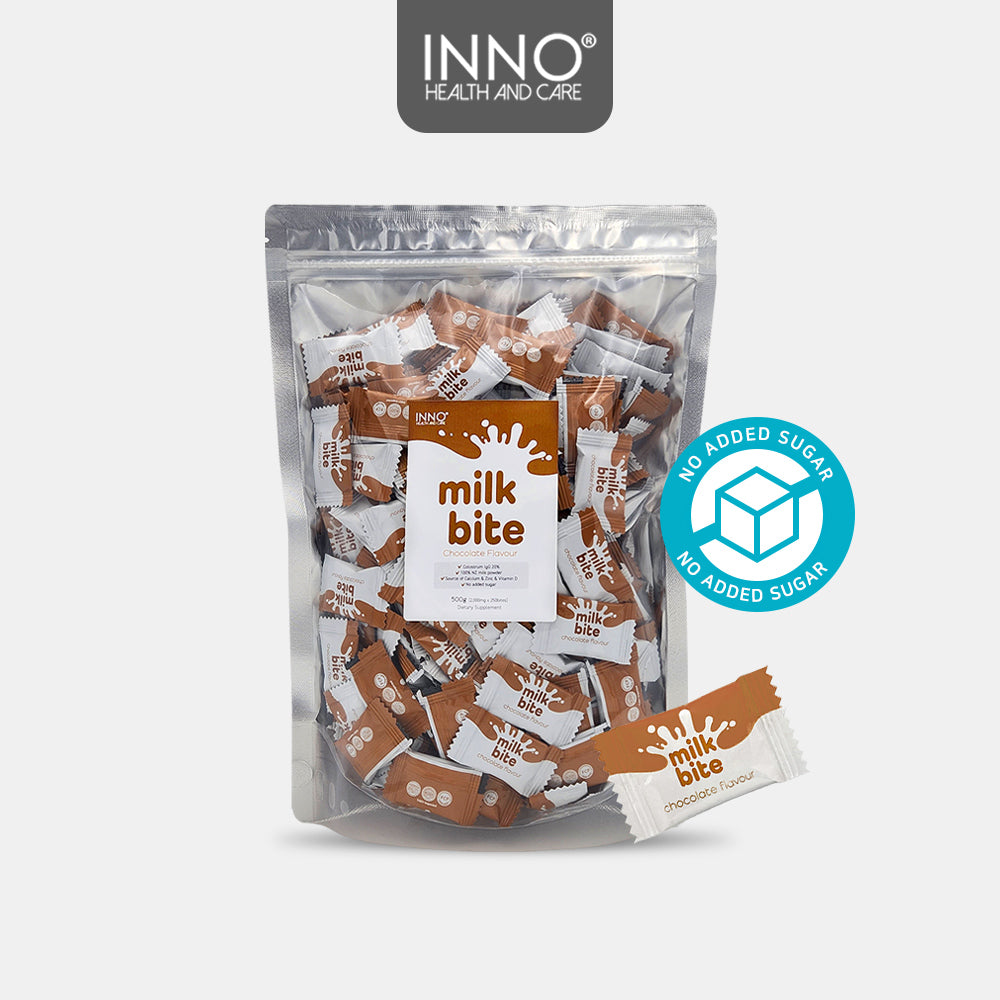 Inno Health and Care NZ 100% Milk Bite with Colostrum 250ct (500g) Chocolate Flavour