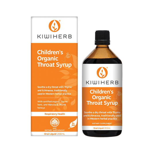 Kiwiherb Childrens Organic Throat Syrup 200mL