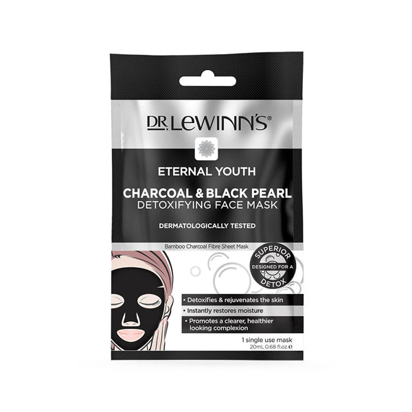 Dr Lewinns Eternal Youth CHARCOAL & BLACK PEARL DETOXIFYING FACE MASK 1 PACK