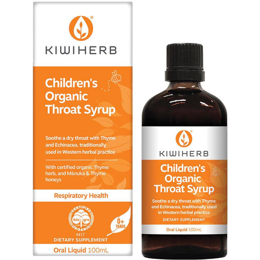 Kiwiherb Childrens Organic Throat Syrup 100mL