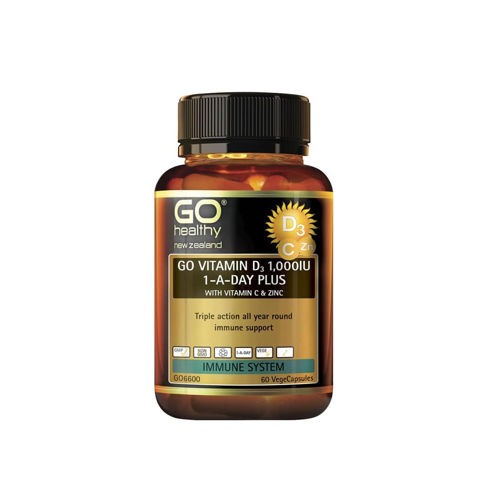 GO Healthy Go Vitamin D3 1000IU Plus Vitamin C & Zinc 60 Vege Capsules