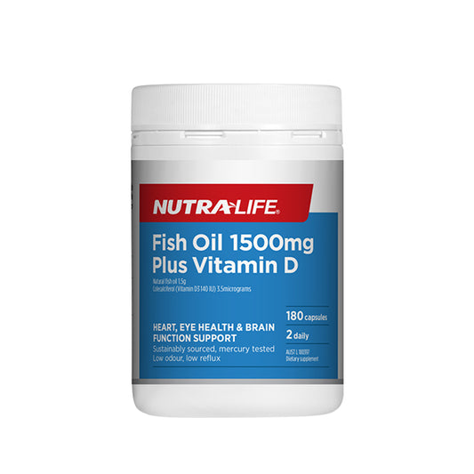 Nutralife 鱼油 1500mg+维生素 D 180s 