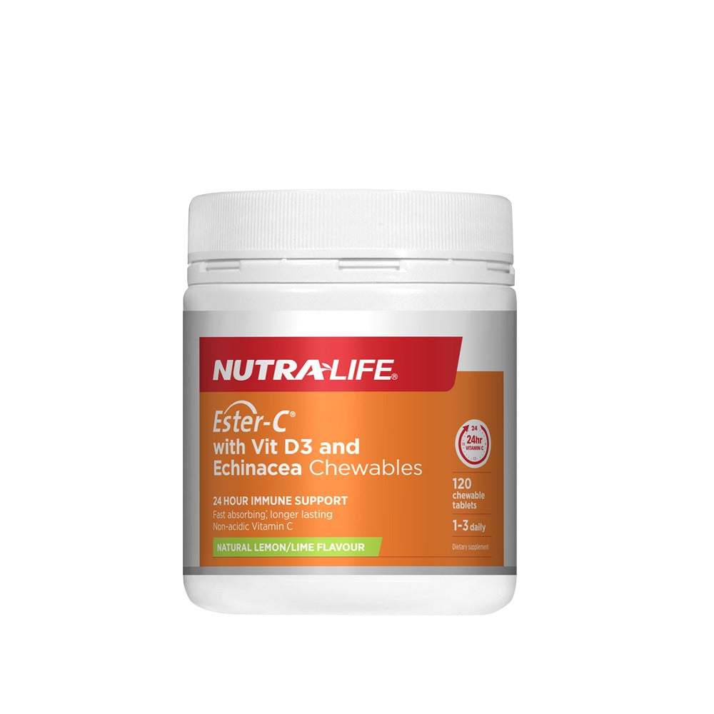 Nutralife Ester-C with Vit D3 and Echinacea Chewables 120c