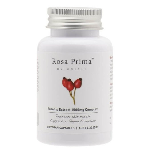 Unichi Rosa Prima Rosehip Extract 1500mg Complex 60 Vegan Capsules